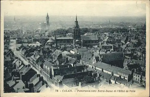 Calais Panorama vers Notre Dame et l Hotel de Ville Kat. Calais
