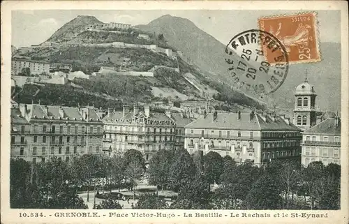 Grenoble Place Victor Hugo Bastille Rachais Eglise St. Eynard Stempel auf AK Kat. Grenoble