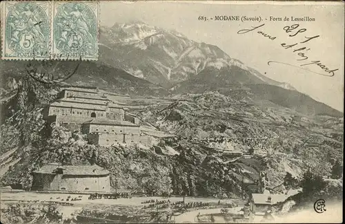 Modane Forts de Lesseillon Stempel auf AK Kat. Modane