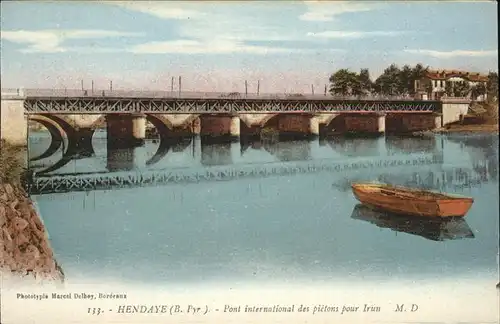 Hendaye Pyrenees Atlantiques Pont des pieton pour Irun Kat. Hendaye