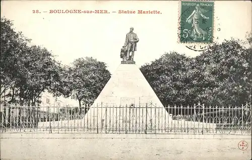 Boulogne sur Mer Statue Mariette monument Stempel auf AK Kat. Boulogne sur Mer