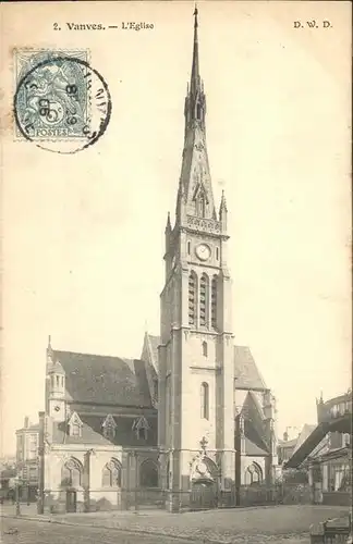 Vanves Eglise Stempel auf AK Kat. Vanves