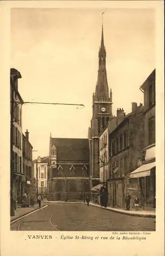 Vanves Eglise Saint Remy et rue de la Republique Kat. Vanves