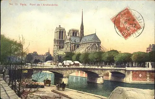 Paris Pont de l Archeveche eglise Stempel auf AK Kat. Paris