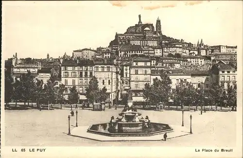 Le Puy en Velay Place du Breuil fontaine sculpture Kat. Le Puy en Velay