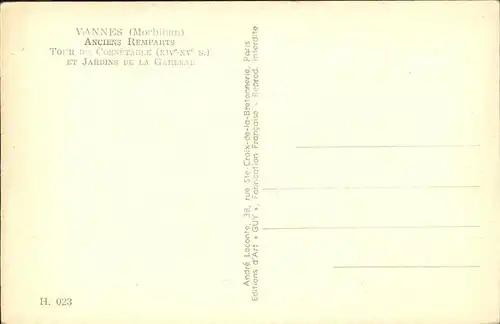 Vannes Anciens Remparts Tour du Connetable et Jardins de la Garenne alte Stadtmauer Kat. Vannes