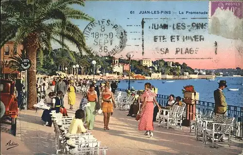 Juan les Pins Promenade Stempel auf AK Kat. Antibes