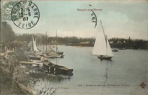 Nogent sur Marne Bords de Marne Garage de Voiliers Stempel auf AK Kat. Nogent sur Marne