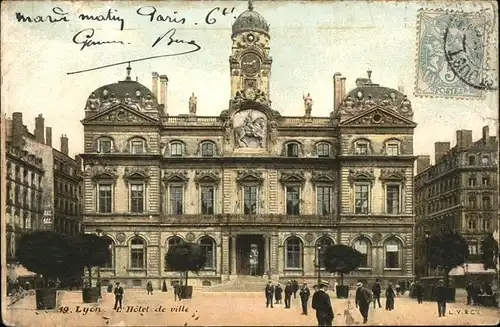 Lyon France Hotel de Ville Stempel auf AK Kat. Lyon