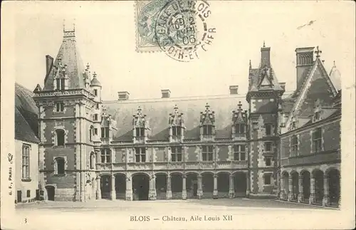 Blois Loir et Cher Chateau Aile Louis XII Stempel auf AK Kat. Blois