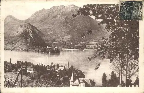 Annecy Haute Savoie Lac Montagne d Entrevernes Stempel auf AK Kat. Annecy