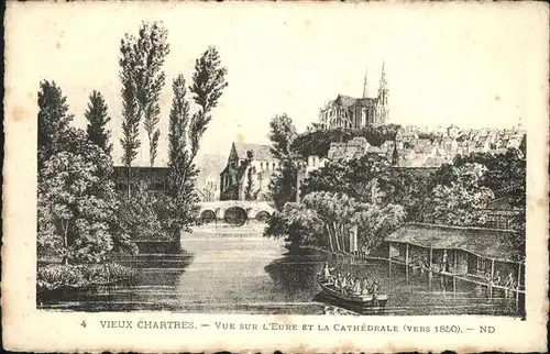 Chartres Eure et Loir Vieux Chartres vue sur l Eure et la Cathedrale  Kat. Chartres