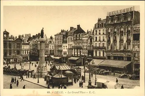 Lille Nord La Grande Place Monument Pferdedroschke Kat. Lille