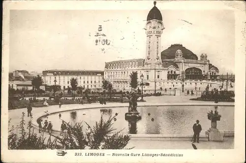 Limoges Haute Vienne Nouvelle Gare Limoges Benedictins fontaine sculpture Kat. Limoges