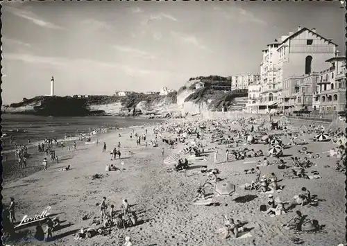 Biarritz Pyrenees Atlantiques La Plage Miramar Leuchtturm Kat. Biarritz