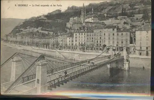 Grenoble Le Pont suspendu et les Forts Haengebruecke Kat. Grenoble