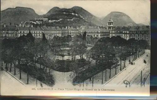 Grenoble Place Victor Hugo et Massif de la Chartreuse Kat. Grenoble