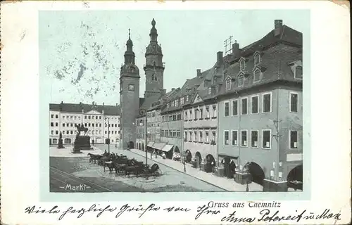 Chemnitz Markt Pferdekutschen Kat. Chemnitz