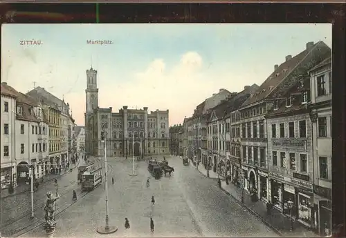 Zittau Marktplatz Strassenbahn Kat. Zittau