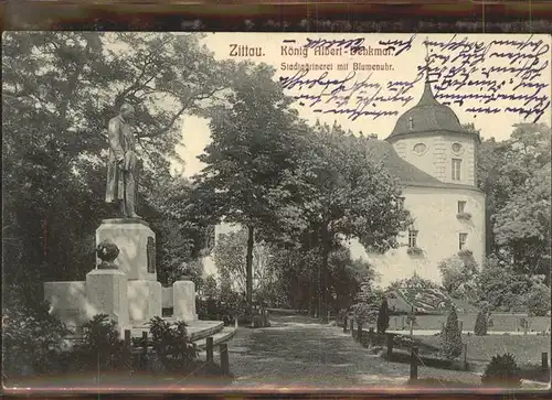 Zittau Koenig Albert Denkmal Stadtgaertnerei Blumenuhr Kat. Zittau