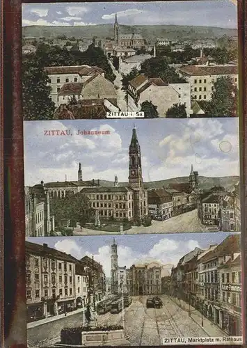 Zittau Johanneum Marktplatz Strassenbahn Kat. Zittau