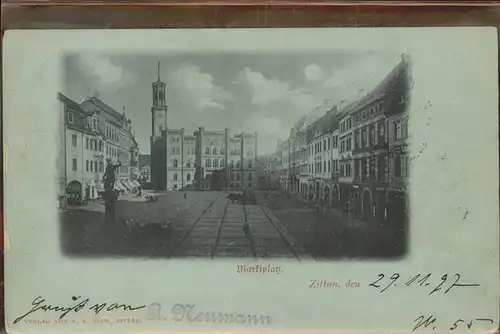 Zittau Marktplatz Nacht Kat. Zittau