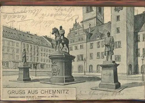 Chemnitz Denkmaeler Wihelms I. Bismarck Moltkes Kat. Chemnitz