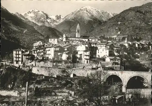 Saint Martin Vesubie Vue generale pont et les Alpes Kat. Saint Martin Vesubie
