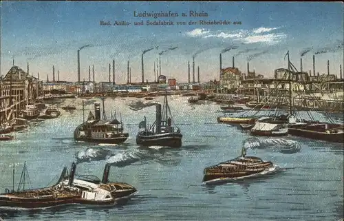 Ludwigshafen Rhein Hafen Sodafabrik Dampfschiffe Kat. Ludwigshafen am Rhein