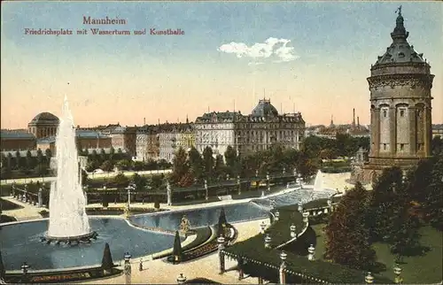 Mannheim Friedrichsplatz Wasserturm Kunsthalle Kat. Mannheim