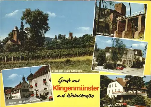 Klingenmuenster Klingenbachhof Burg Eingang Keysermuehle August Becker Denkmal Kat. Klingenmuenster