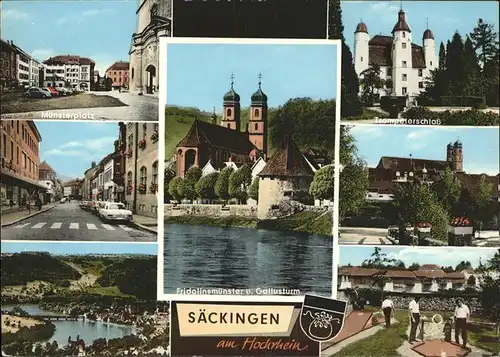 Bad Saeckingen Trompeterschloss Muensterplatz Fridolinsmuenster Gallusturm Kat. Bad Saeckingen