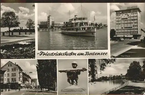 Friedrichshafen Bodensee Hafenbahnhof Seepromenade Zeppelin Denkmal Kat. Friedrichshafen