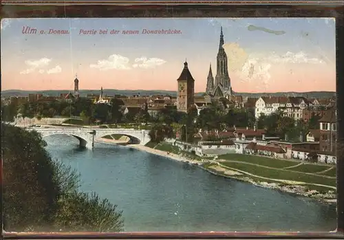 Ulm Donau an der neuen Donaubruecke Kat. Ulm