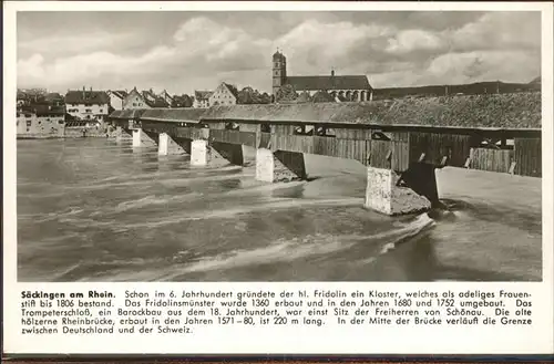 Bad Saeckingen hoelzerne Rheinbruecke Kat. Bad Saeckingen