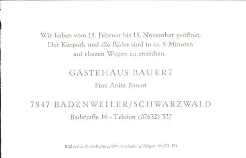 Badenweiler Gaestehaus Bauert Kat. Badenweiler