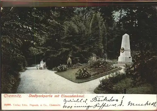 Chemnitz Stadtpark Claussendenkmal Kat. Chemnitz