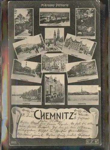 Chemnitz Mikroskop Postkarte Schlossteich Kat. Chemnitz