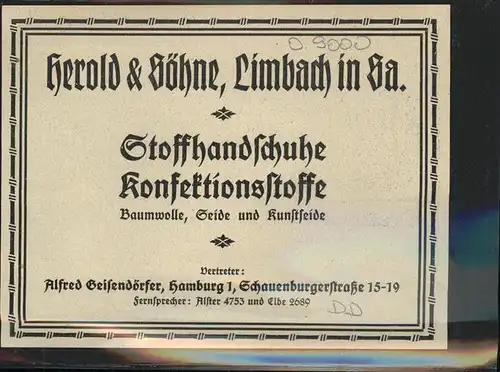 Limbach-Oberfrohna Herold & Kuehne Stoffhandschuhe / Limbach-Oberfrohna /Zwickau LKR