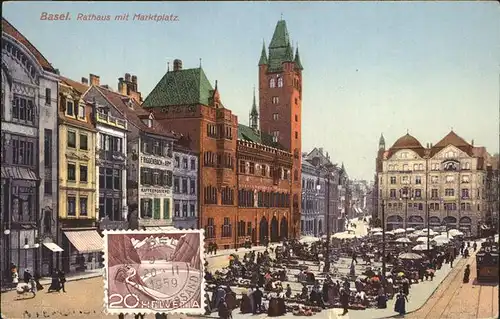 Basel BS Rathaus Marktplatz Strassenbahn Kat. Basel