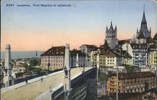 Lausanne VD Pont Bessiere et cathedrale / Lausanne /Bz. Lausanne City