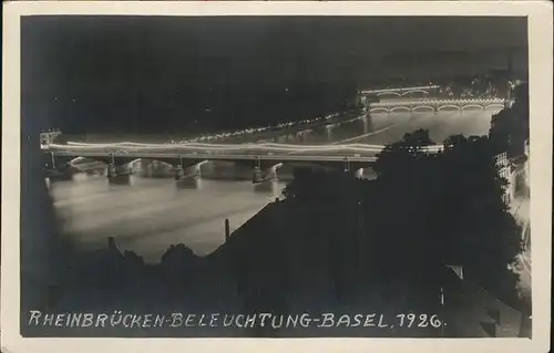 Basel BS Rheinbruecken Beleuchtung 1926 Kat. Basel