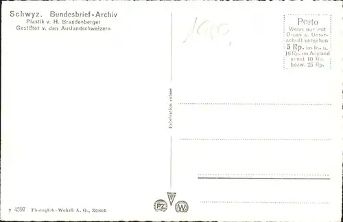 Schwyz Bundesbrief Archiv Plastik H. Brandenberger Kat. Schwyz