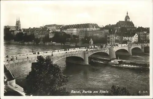 Basel BS Rhein Schiff Bruecke Kat. Basel