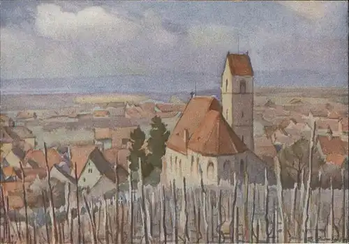 Haltingen nach Aquarell von Max Brombacher Kat. Weil am Rhein