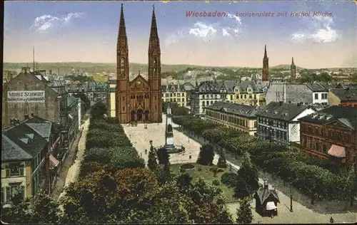 Wiesbaden Luisenplatz mit Katholischer Kirche Kat. Wiesbaden