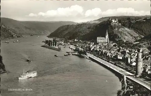 Oberwesel Rhein Rhein Schiffe Hotel Deutsches Haus  Kat. Oberwesel