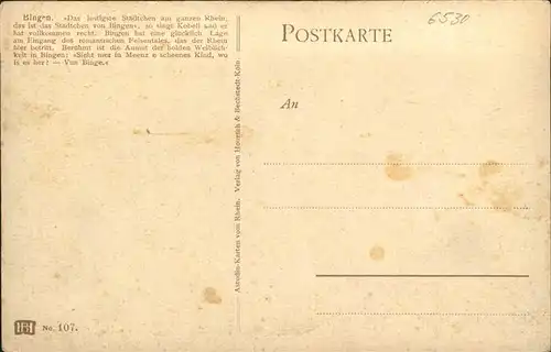 Bingen Rhein Kuenstlerkarte Kat. Bingen am Rhein