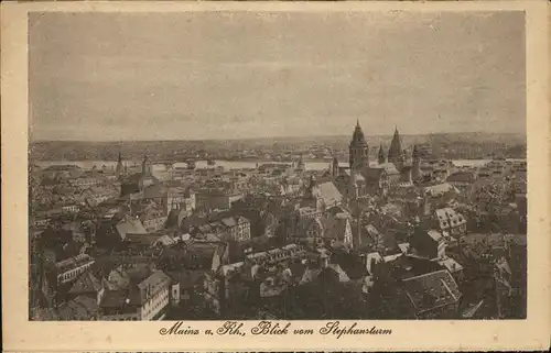 Mainz Rhein Blick vom Stephansturm / Mainz Rhein /Mainz Stadtkreis