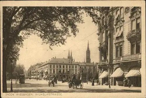 Wiesbaden Wilhelmstrasse Pferdewagen Kat. Wiesbaden